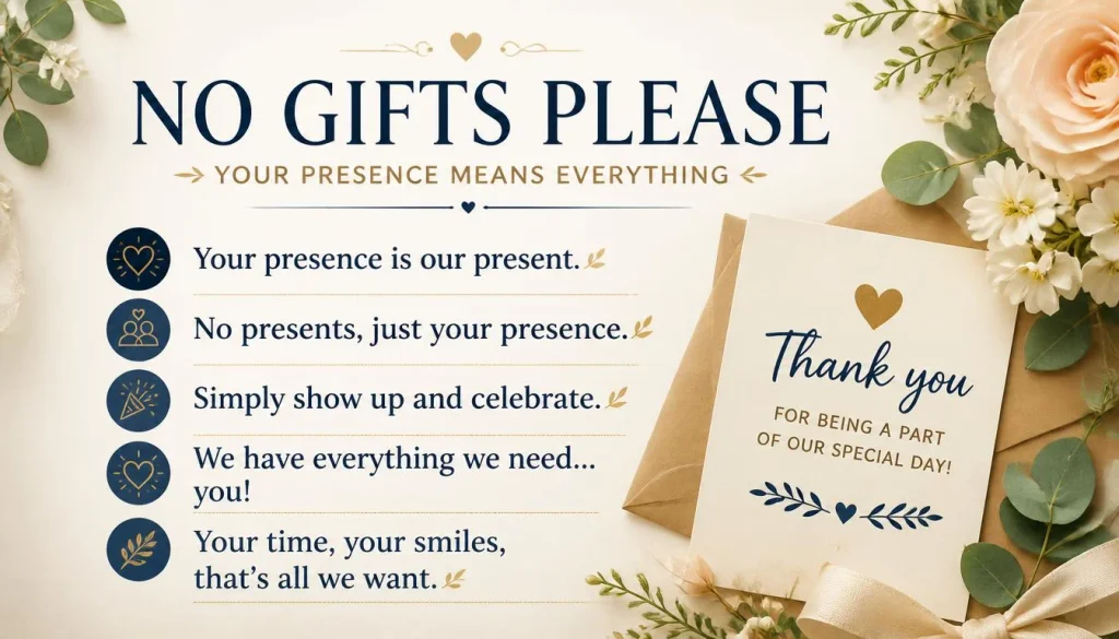 ‘No Gifts Please’ quick answer