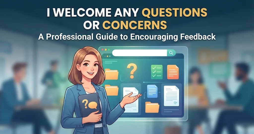 I Welcome Any Questions or Concerns
