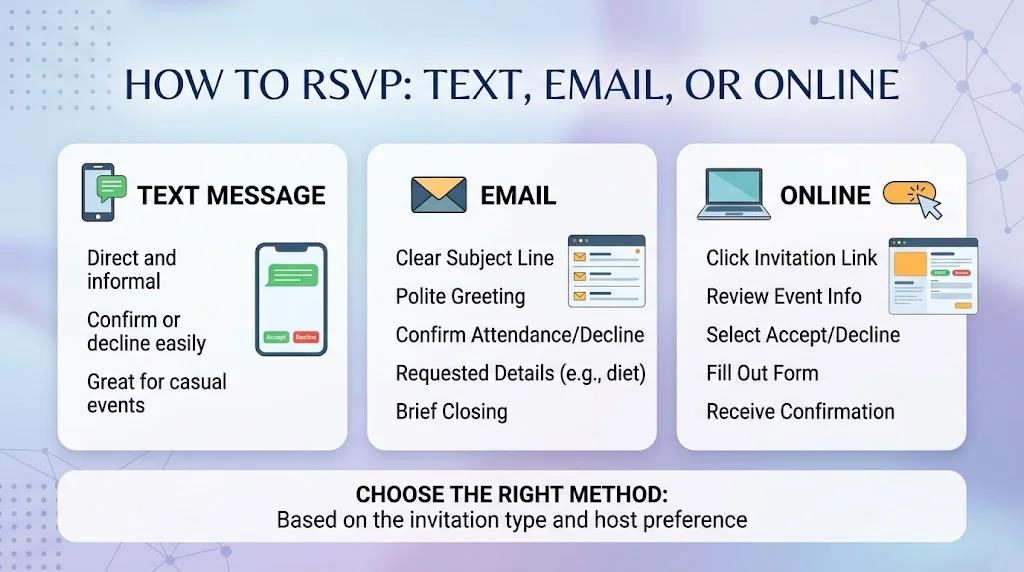 How to RSVP by Text, Email, or Online