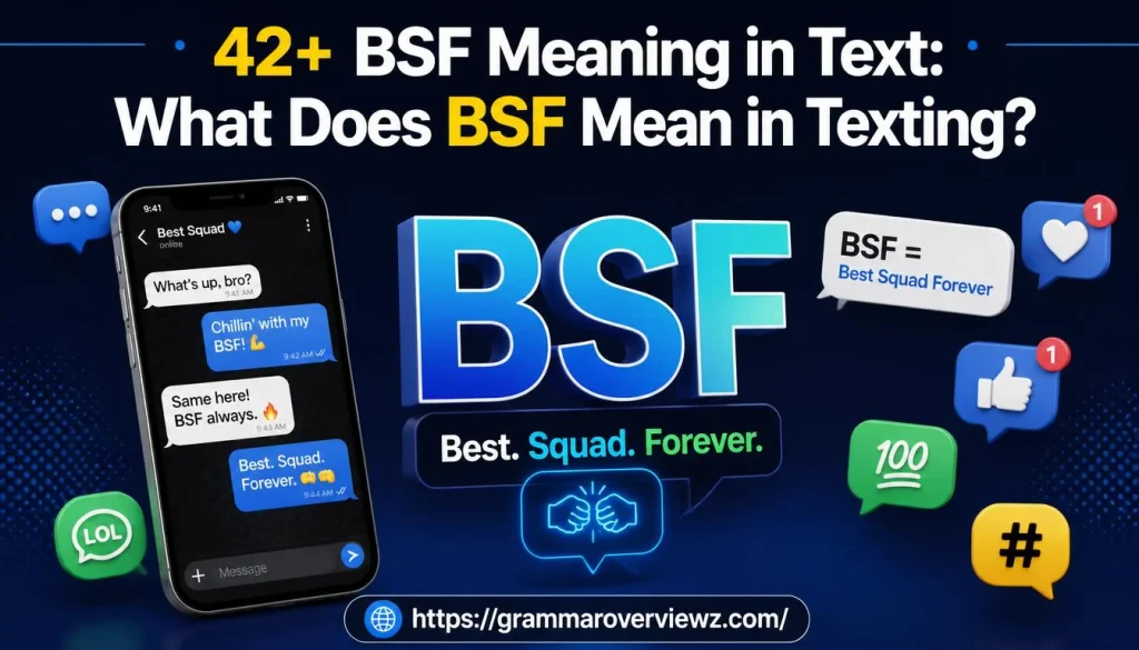 BSF meaning in text and texting explained with smartphone chat bubbles