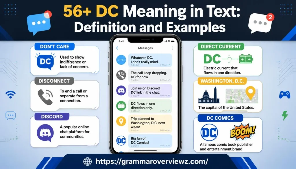 DC meaning in text explained with examples for texting, gaming, Discord, social media, and other contexts.