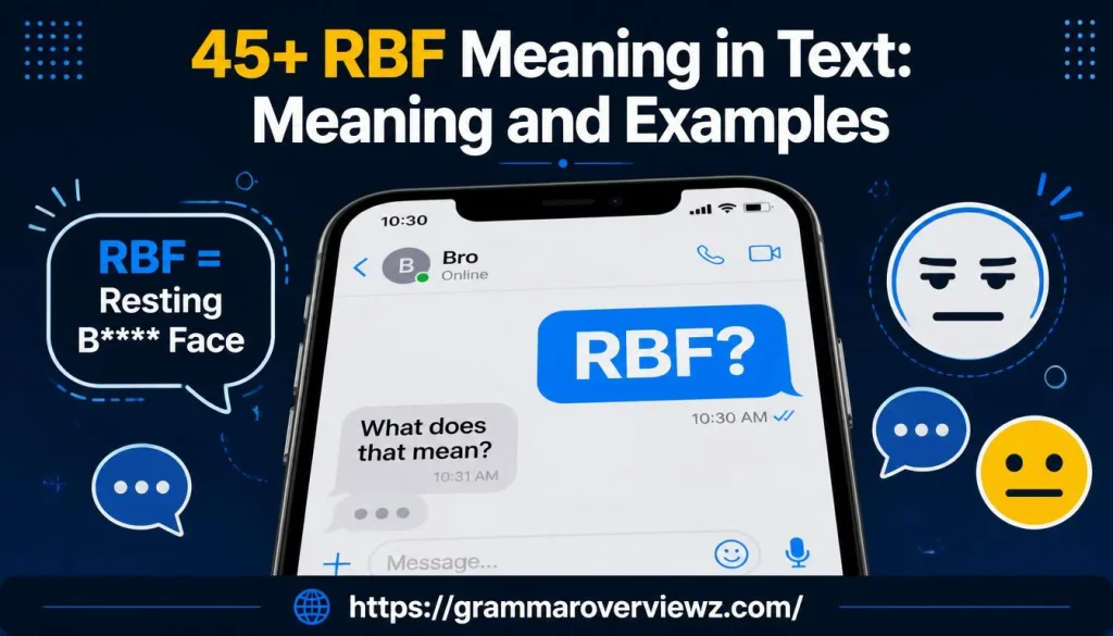 RBF meaning in text explained with a smartphone texting illustration